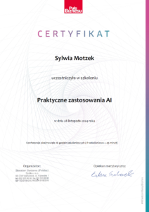 sylwia motzek - praktyczne zastosowania ai